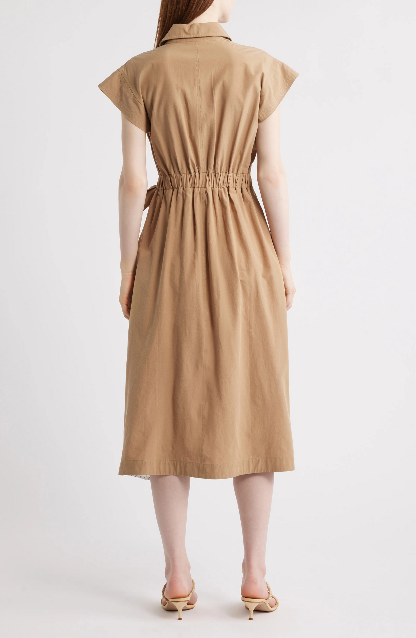 Tie Waist Midi Tie Belt Shirtdress