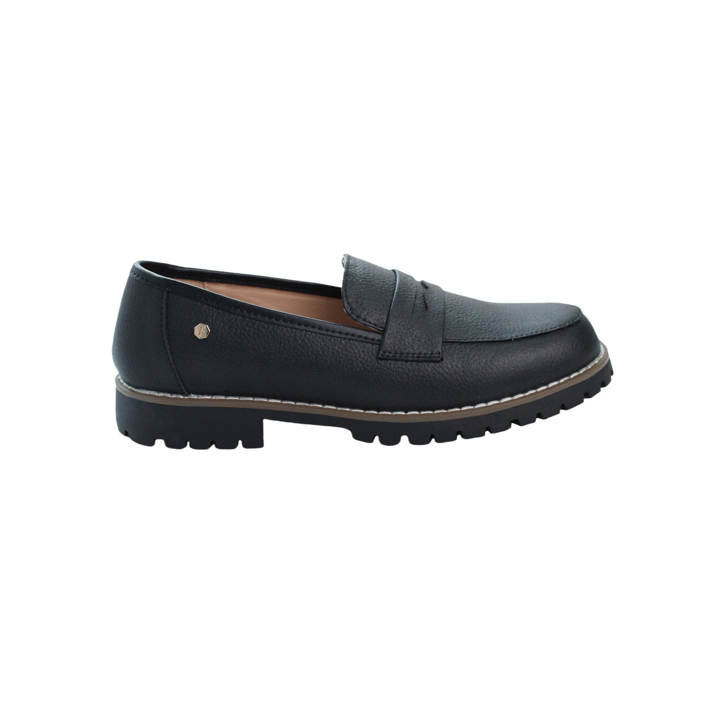 Black Pebbled Leather Loafer Thick Sole