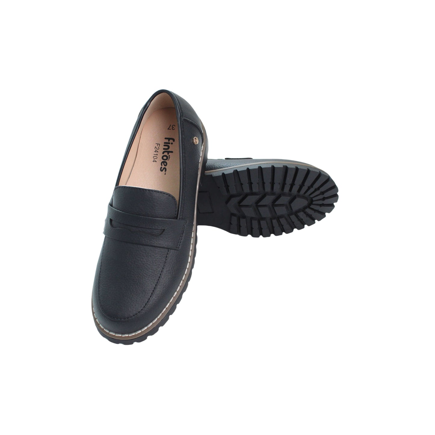 Black Pebbled Leather Loafer Thick Sole