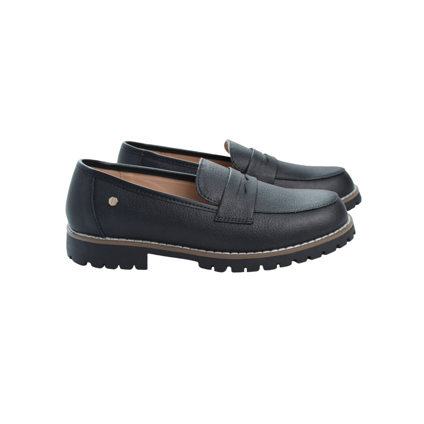 Black Pebbled Leather Loafer Thick Sole