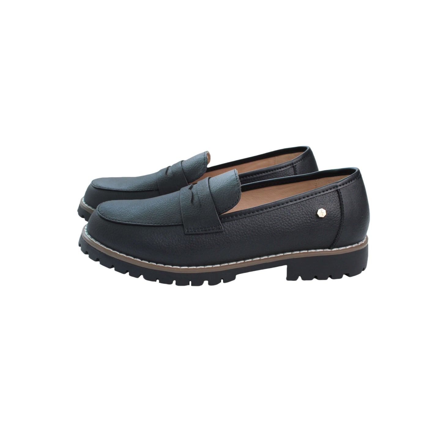 Black Pebbled Leather Loafer Thick Sole