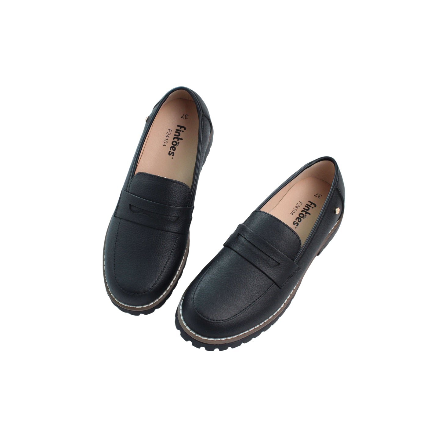 Black Pebbled Leather Loafer Thick Sole