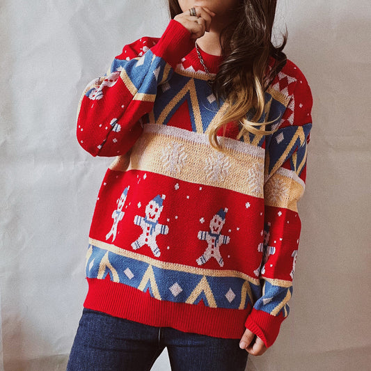 Casual Cashmere Round Neck Long Sleeve Christmas Sweater