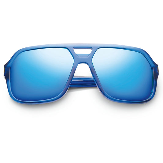 Midway Blue Matte Antique Brass Navigator Sunglasses with Pacific Blue Flash Lens Hunter