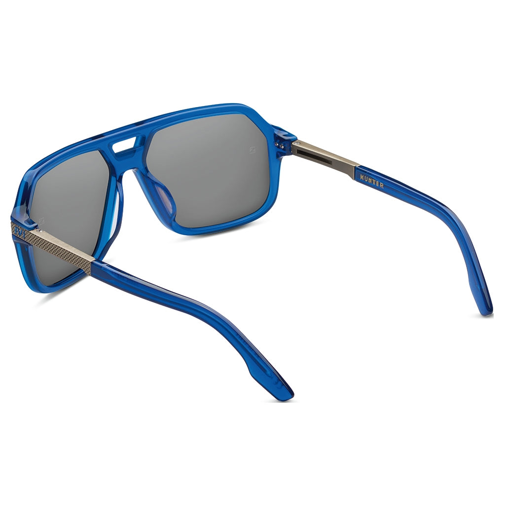 Midway Blue Matte Antique Brass Navigator Sunglasses with Pacific Blue Flash Lens Hunter
