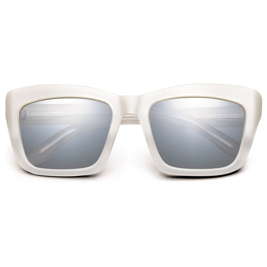 Polished Ivory Fade Light Blue Chrome Flash Lens Sunglasses Bonnie
