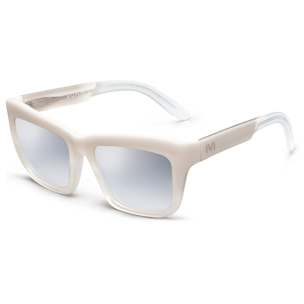 Polished Ivory Fade Light Blue Chrome Flash Lens Sunglasses Bonnie