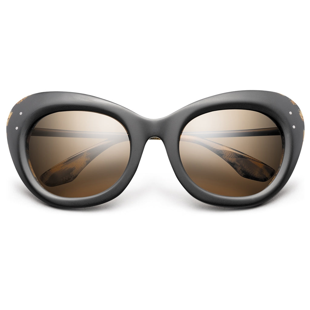 Matte Black Polished Leopard Frame Bronze Gradient Lens Sunglasses Faye
