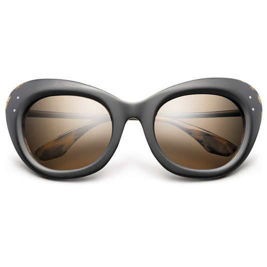 Matte Black Polished Leopard Frame Bronze Gradient Lens Sunglasses Faye