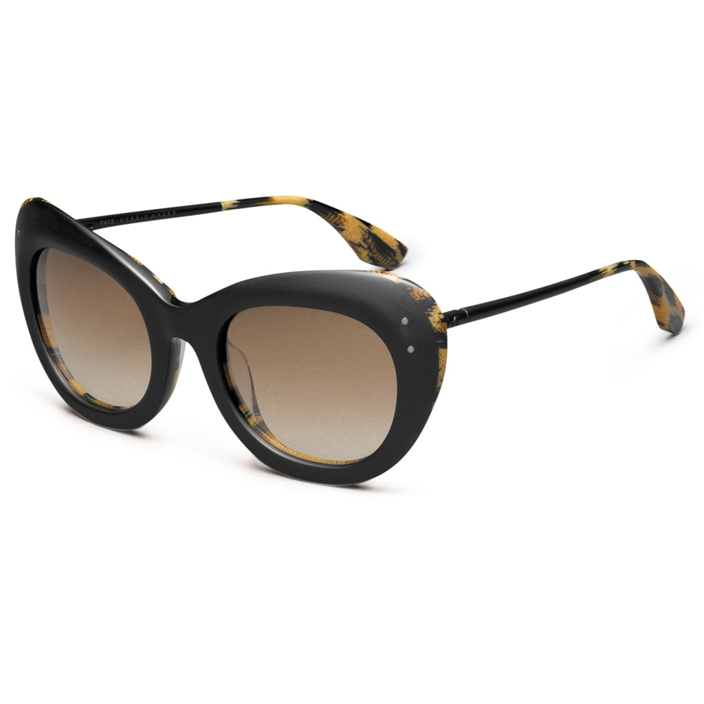 Matte Black Polished Leopard Frame Bronze Gradient Lens Sunglasses Faye