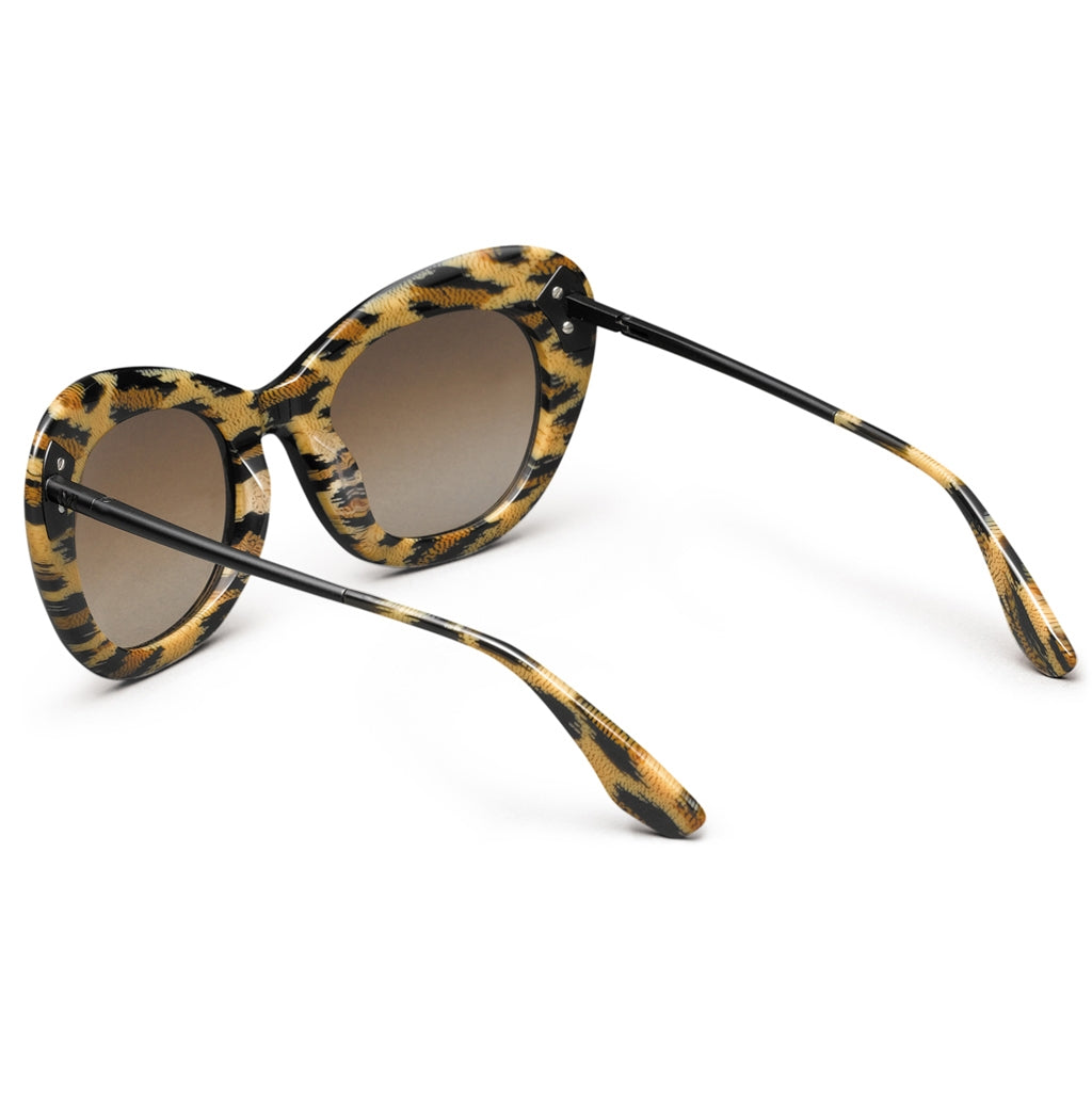 Matte Black Polished Leopard Frame Bronze Gradient Lens Sunglasses Faye