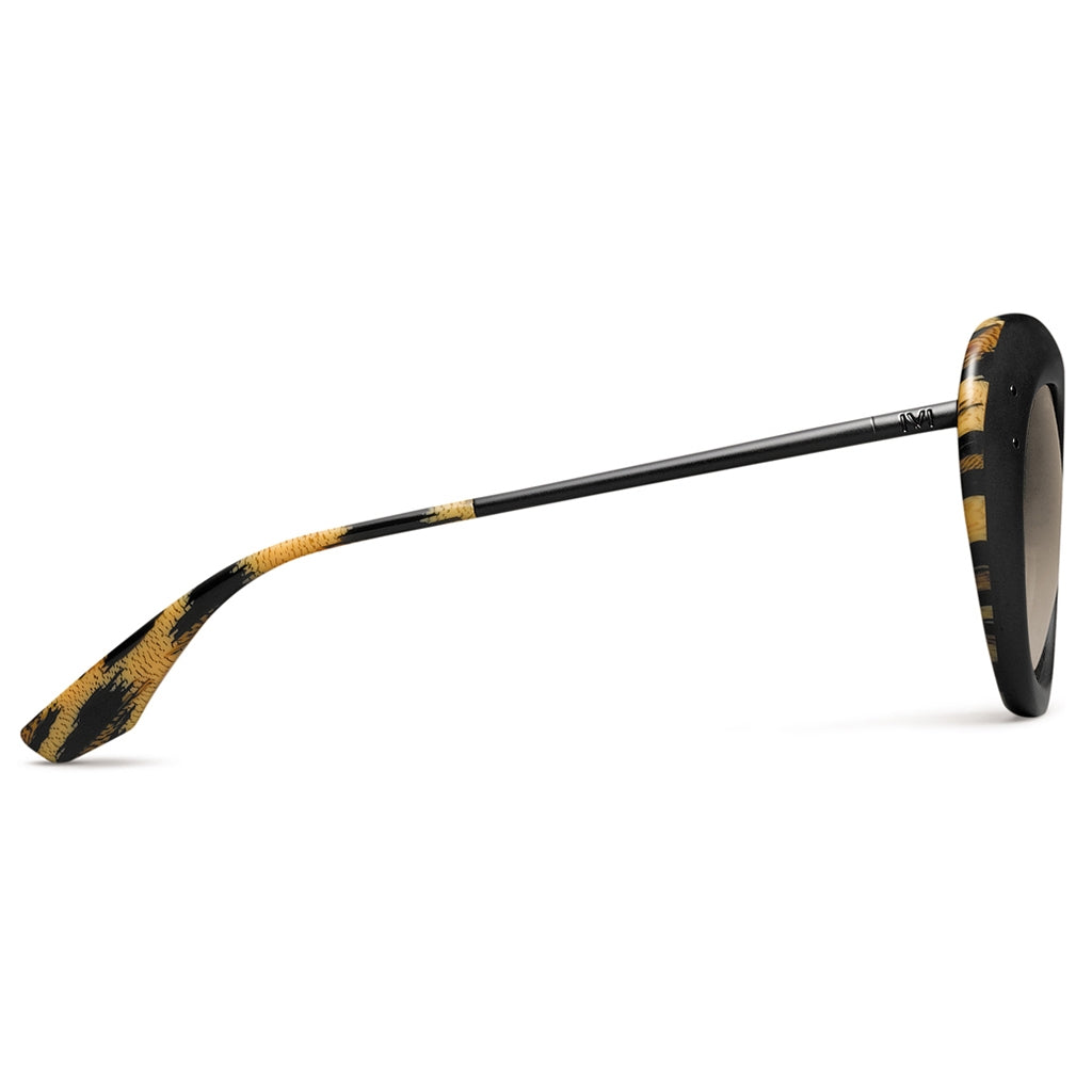 Matte Black Polished Leopard Frame Bronze Gradient Lens Sunglasses Faye