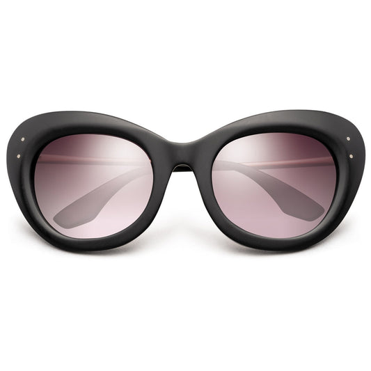 Matte Black Rose Gold Rose Gradient Lens Round Cat Eye Sunglasses Faye