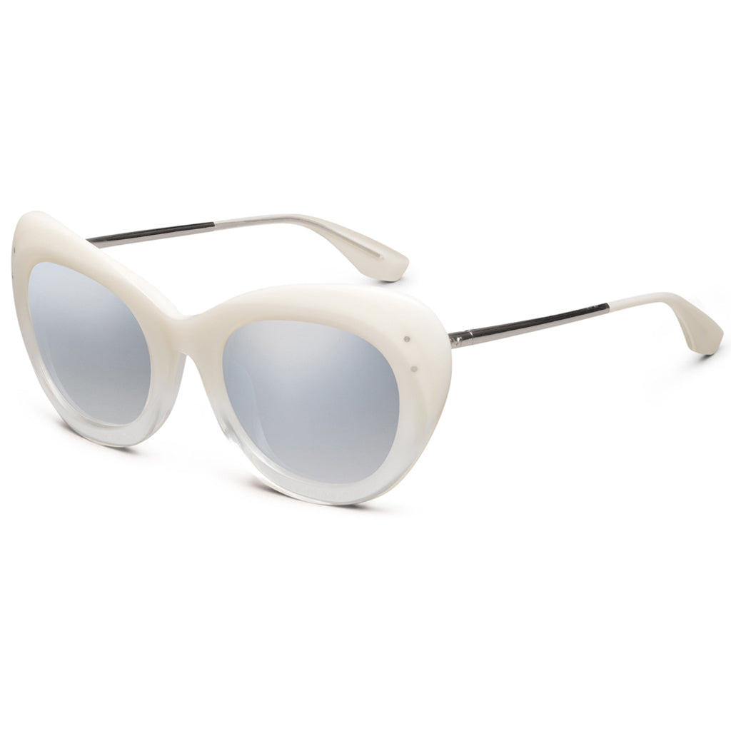 Polished Ivory Fade Chrome Light Blue Chrome Flash Lens Sunglasses Faye