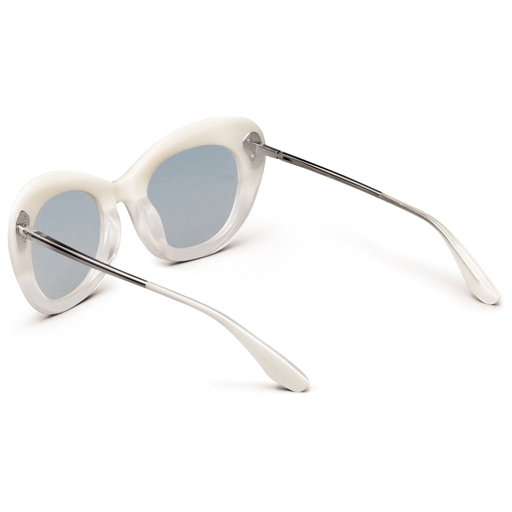 Polished Ivory Fade Chrome Light Blue Chrome Flash Lens Sunglasses Faye