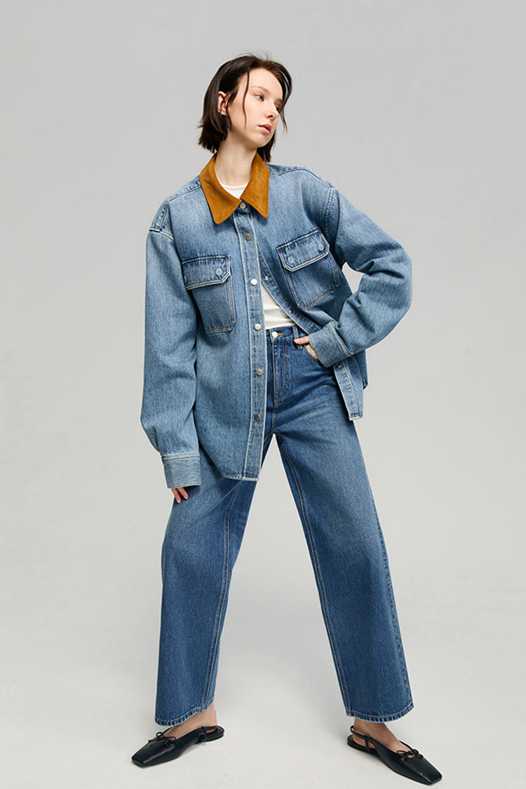 Cityer Crop Wide High-Rise Ankle Jeans