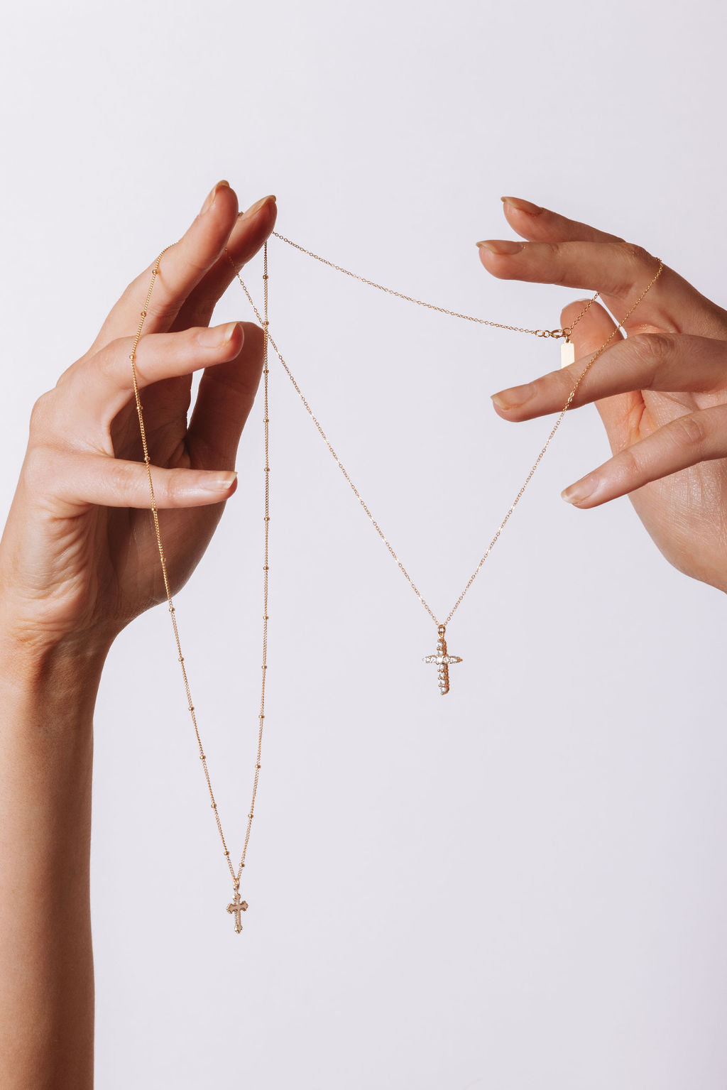 Cubic Zirconia Cross Necklace 14k Gold Filled Chain Jewelry