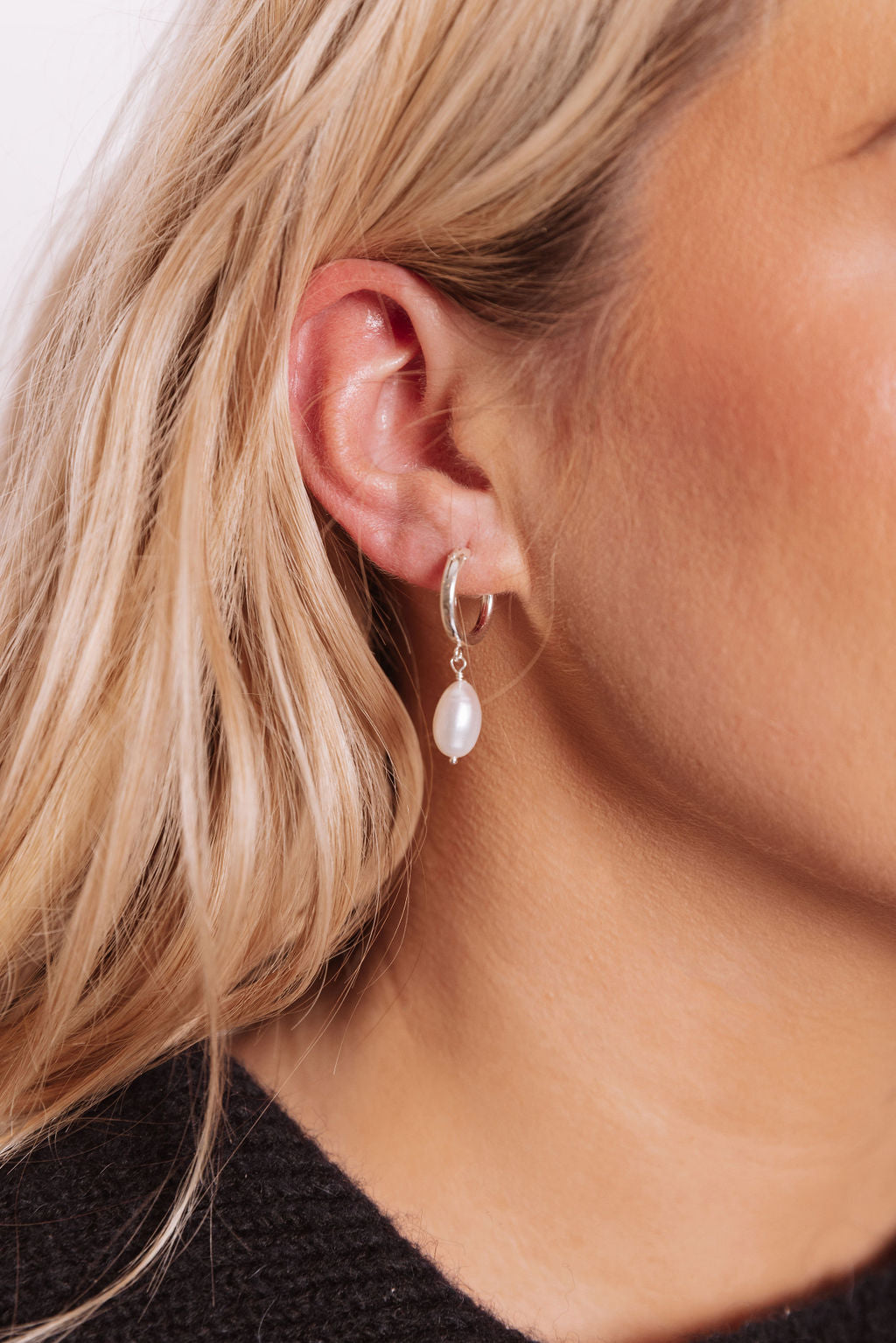 14k Gold Filled Freshwater Pearl 15mm Hoop Earrings Adelle