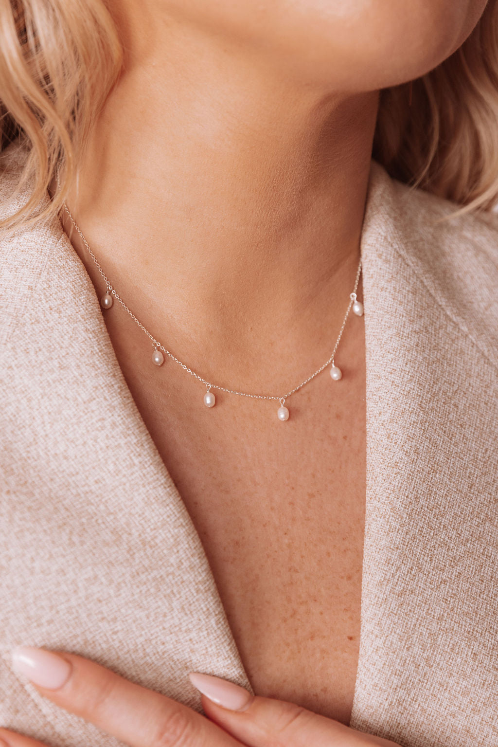 Freshwater Pearls Cable Chain Necklace 14k Gold Filled or Sterling Silver Meri Necklace