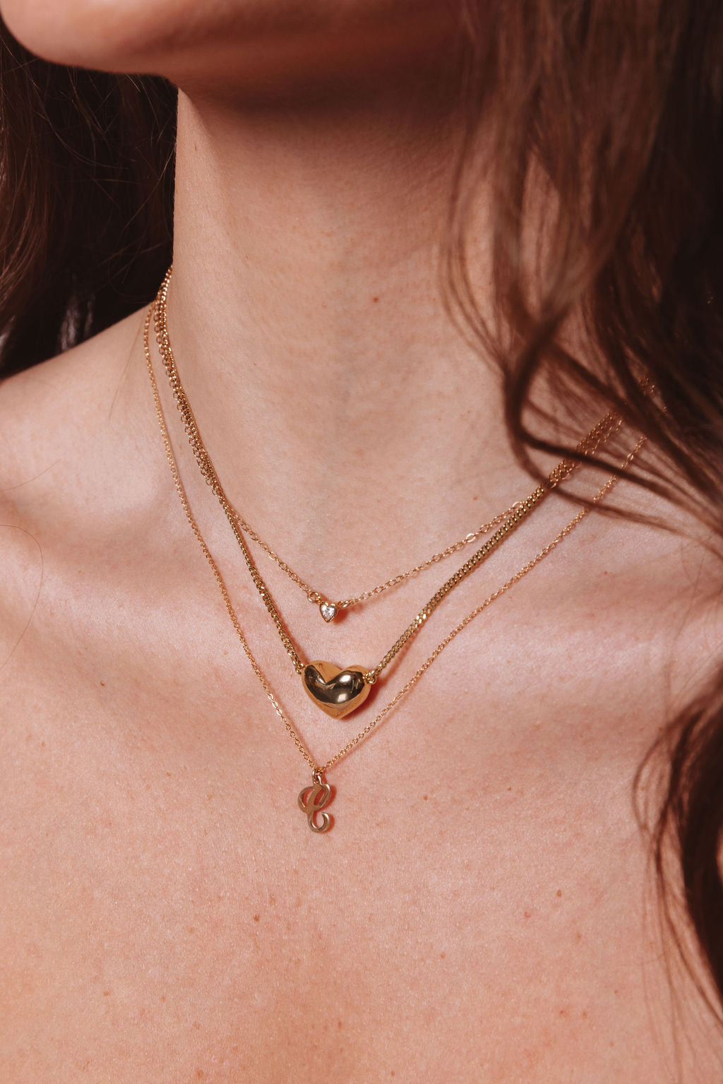 Mila 24k Gold Over Brass Puffy Heart Necklace