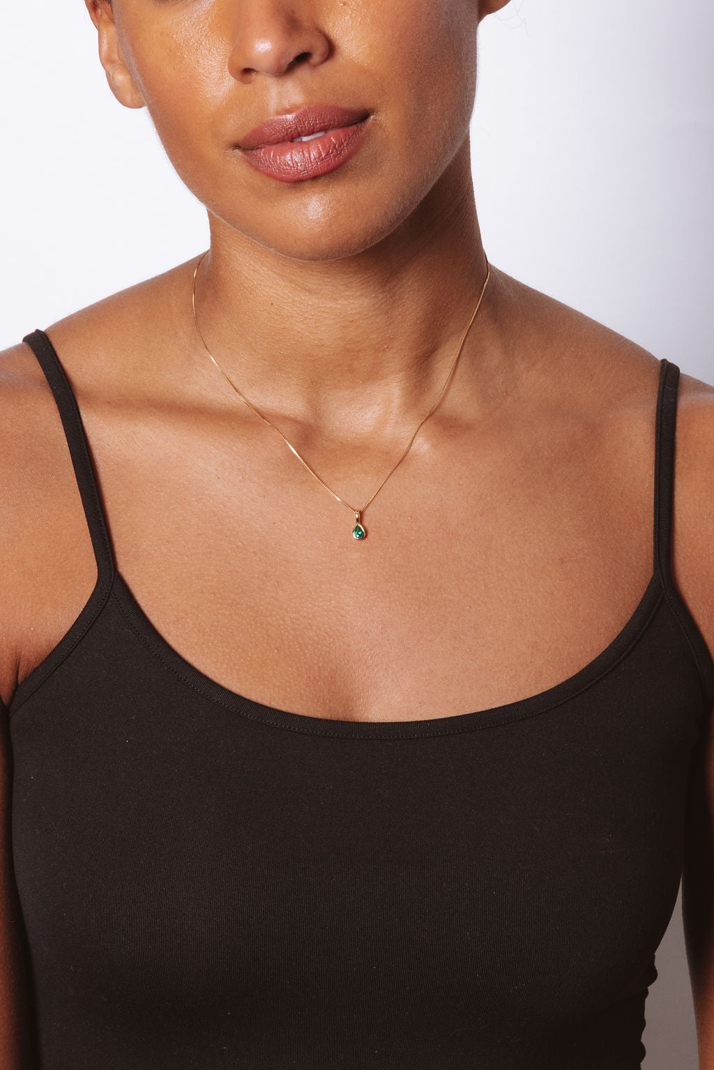 Teardrop Cubic Zirconia Birthstone Necklace 18k Gold Over Brass