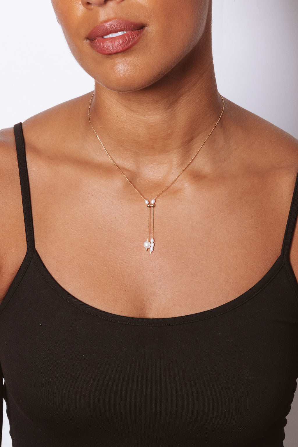 Zara Freshwater Pearl Lariat Necklace 14k Gold Filled