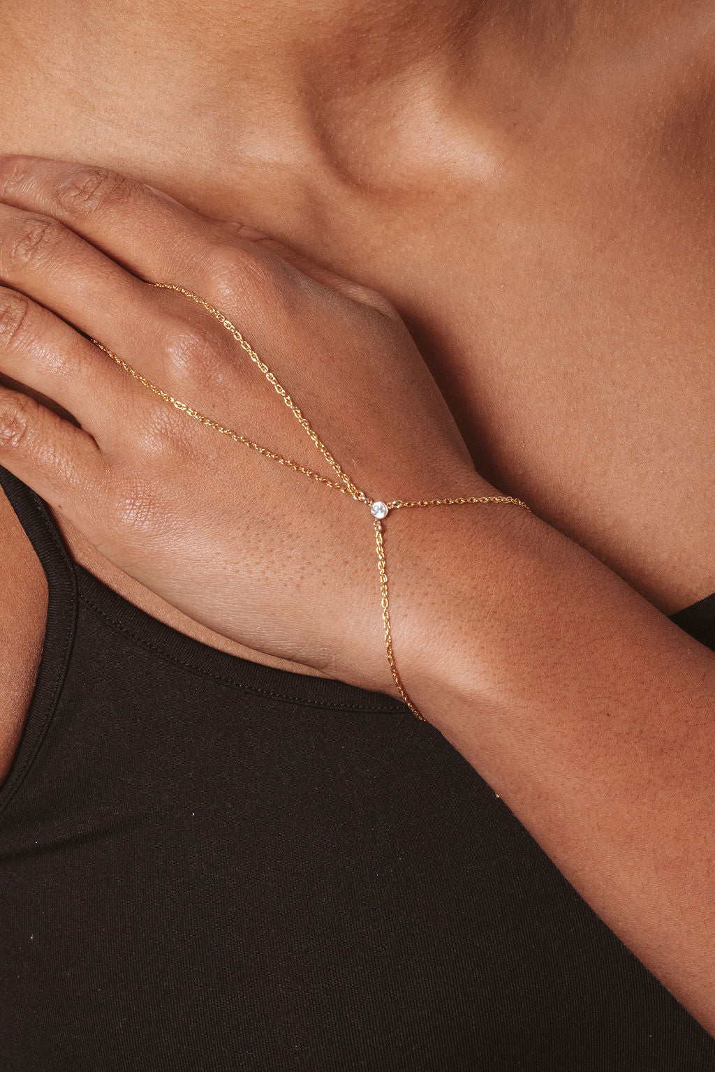 14k Gold Filled Cubic Zirconia Hand Chain Teagan