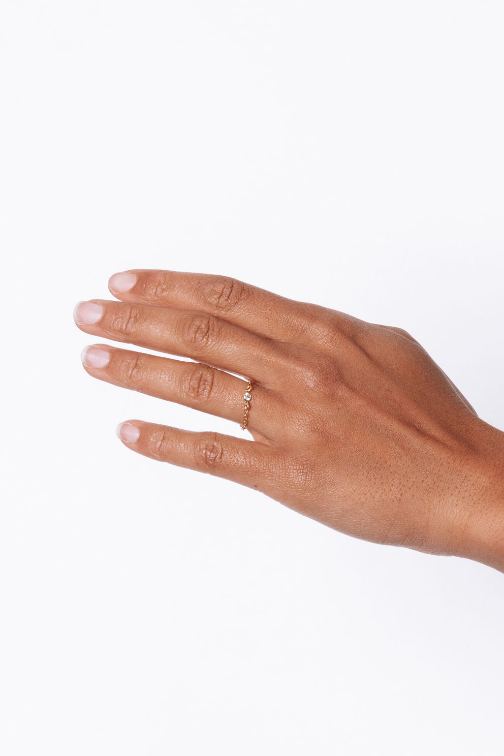 14k Gold Filled Chain Ring with Cubic Zirconia or Turquoise Connector The First Layer - Renata Ring