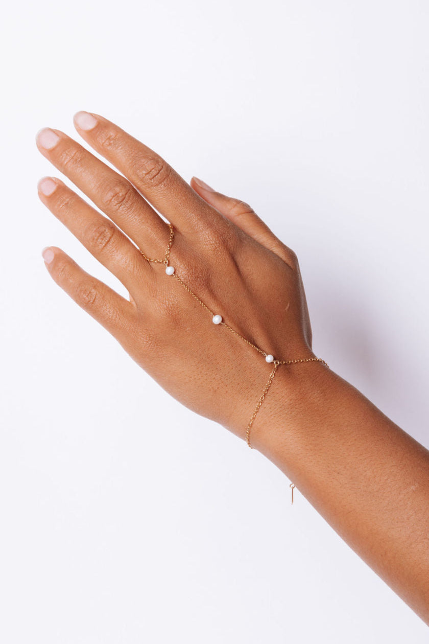 14k Gold Filled Hand Chain with Freshwater Pearls Bobbi