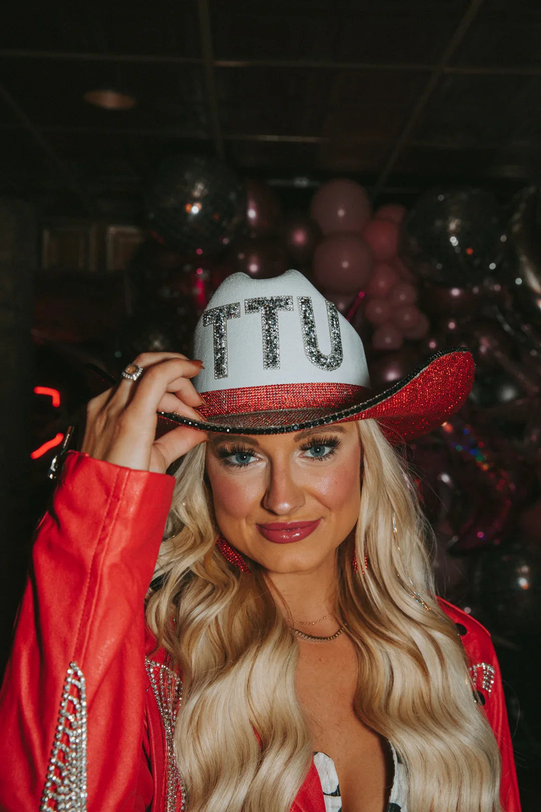 White Straw Rhinestone TTU Hat