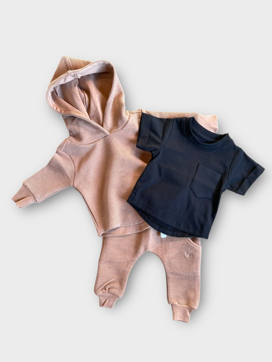 Waffle Knit Hooded Pullover Cozy Pullover Umber