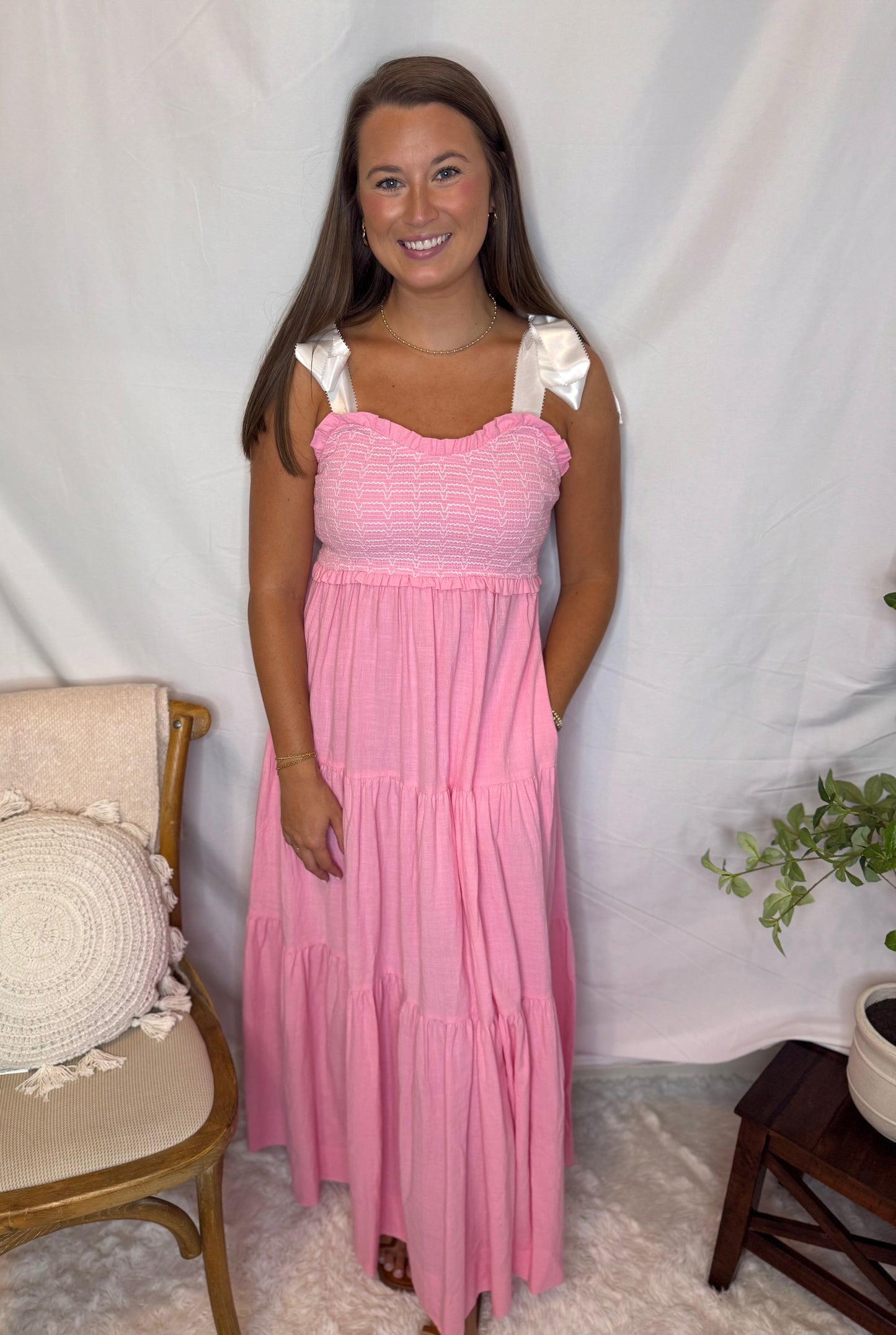Pink Smocked Bodice Sweet as Summer Maxi Dress Sweet Jude Boutique