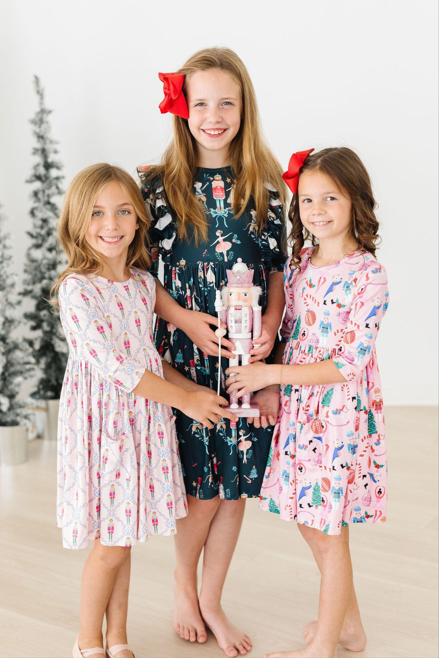 Christmas Ballet 3/4 Sleeve Ruffle Twirl Dress Mila & Rose