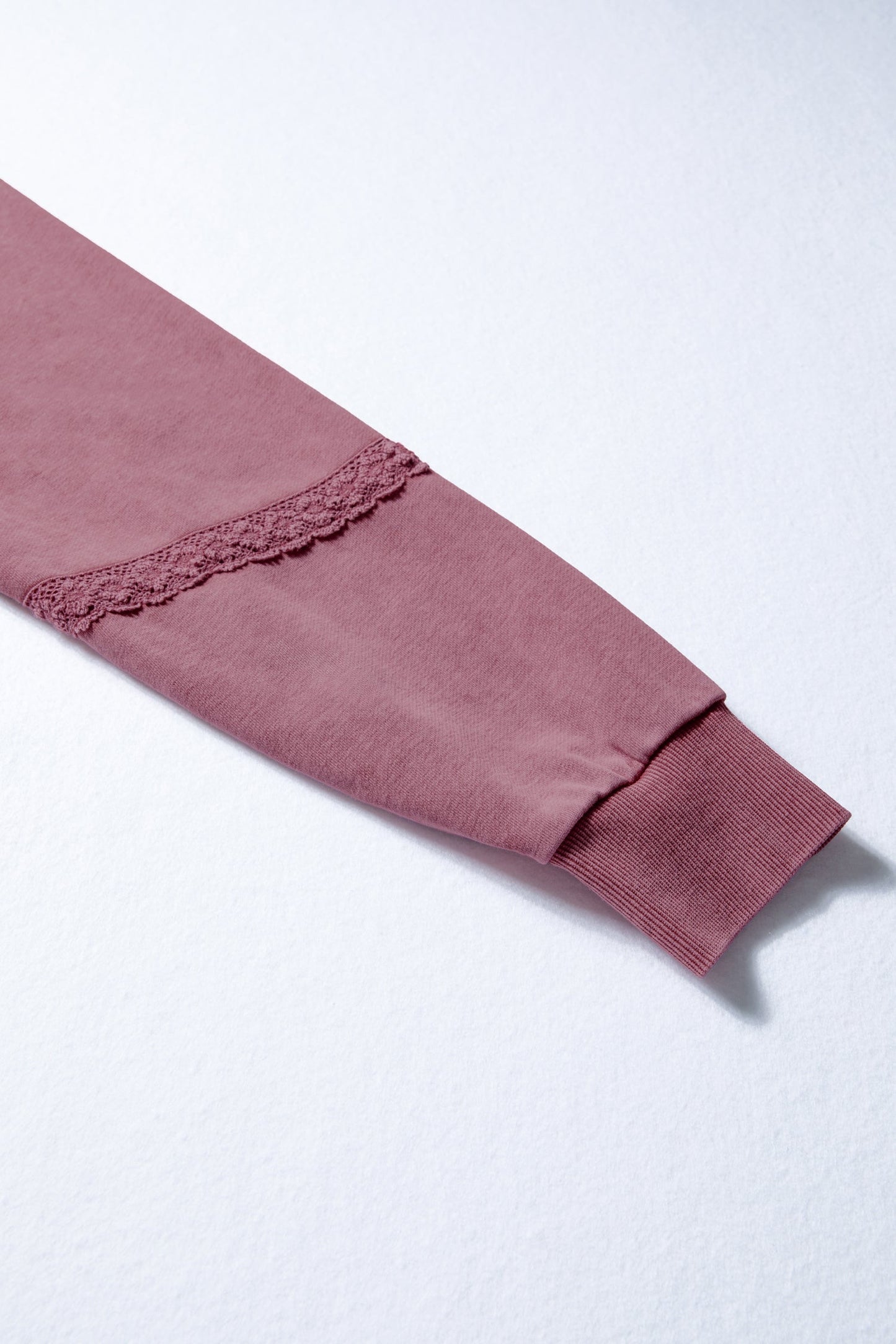 Red Dahlia Lace Patchwork Mineral Wash Baggy Sweatshirt