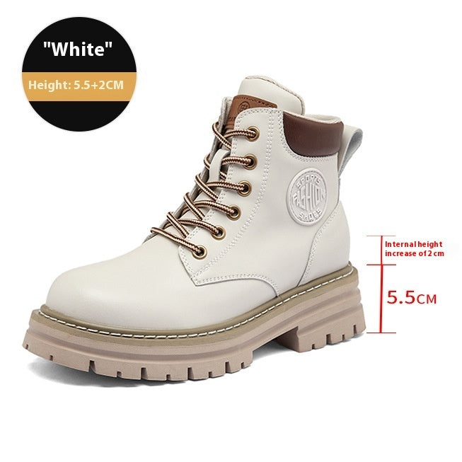 Genuine Leather Thick Bottom Elevator Women’s Martin Boots