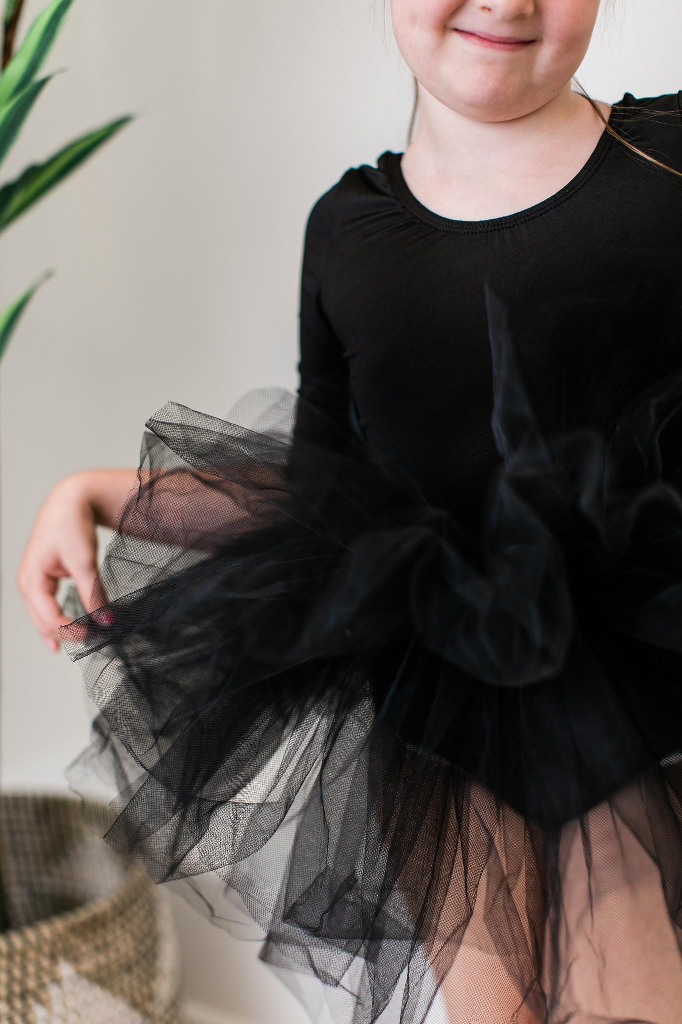 Black 3/4 Sleeve Tutu Leotard Mila & Rose