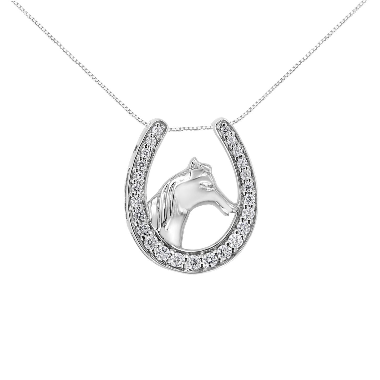 .925 Sterling Silver 1/4 Cttw Diamond U Shape Pendant Necklace (I-J, I3-Promo)