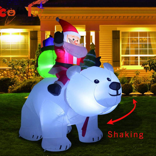 Inflatable Santa Claus Riding Polar Bear 2M Christmas Inflatable Toy Doll