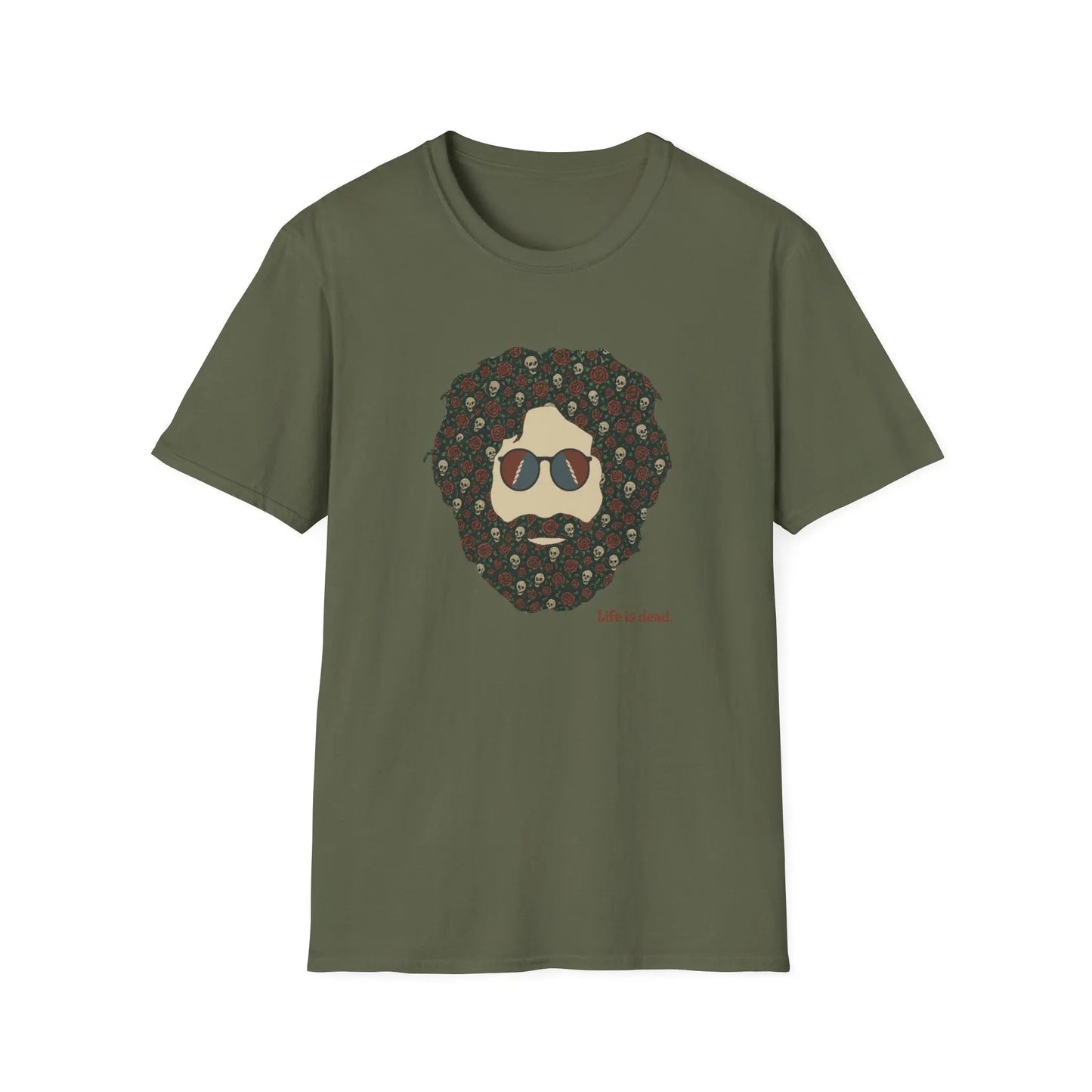 Life Is Dead Skull & Roses Jerry T-Shirt Unisex Soft-Style