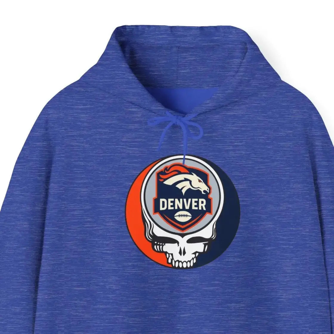Denver Broncos Stealie Grateful Dead Hooded Sweatshirt Medium-Heavy Fabric NFL