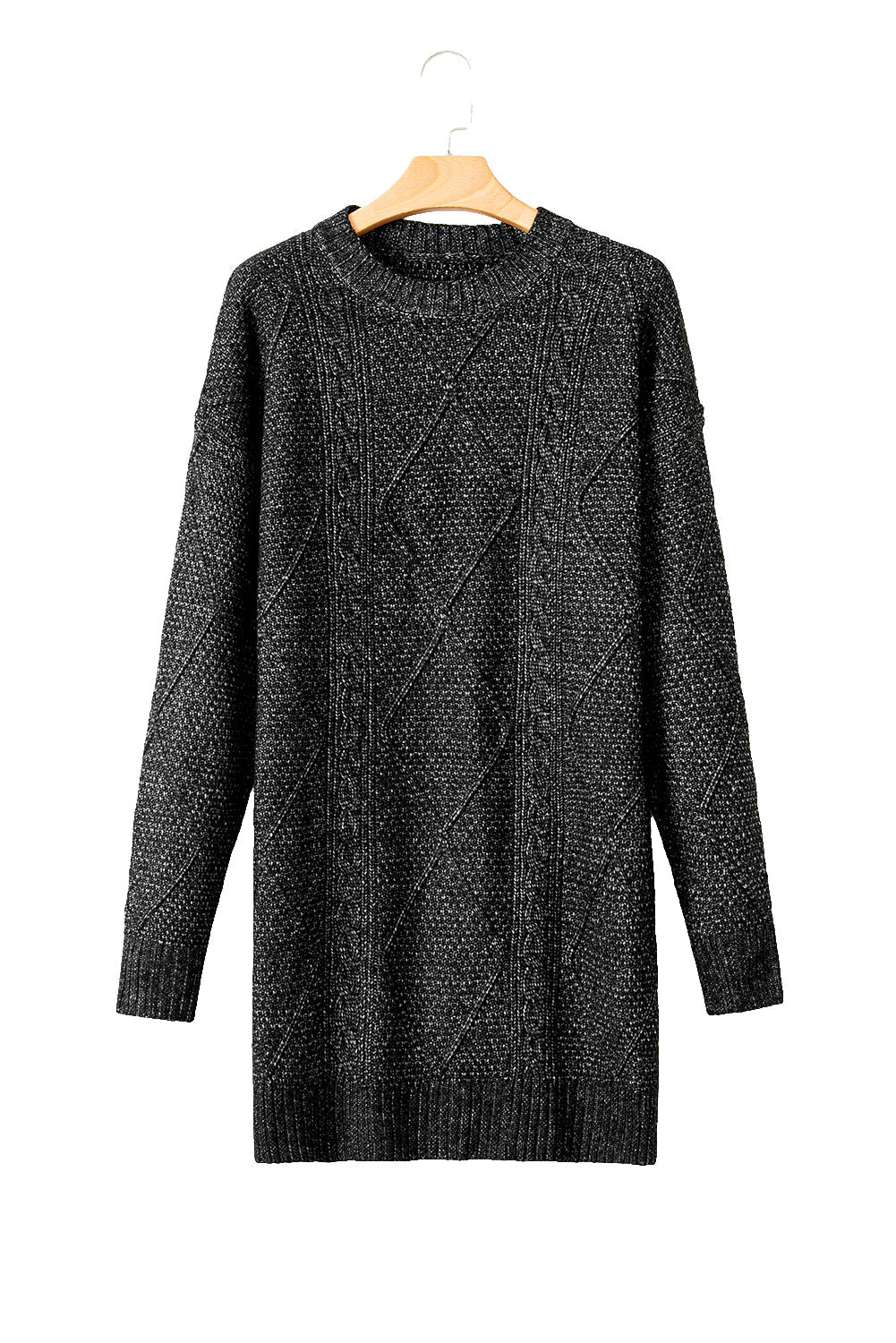 Parchment Twist Cable Knit Loose Fit Sweater Dress