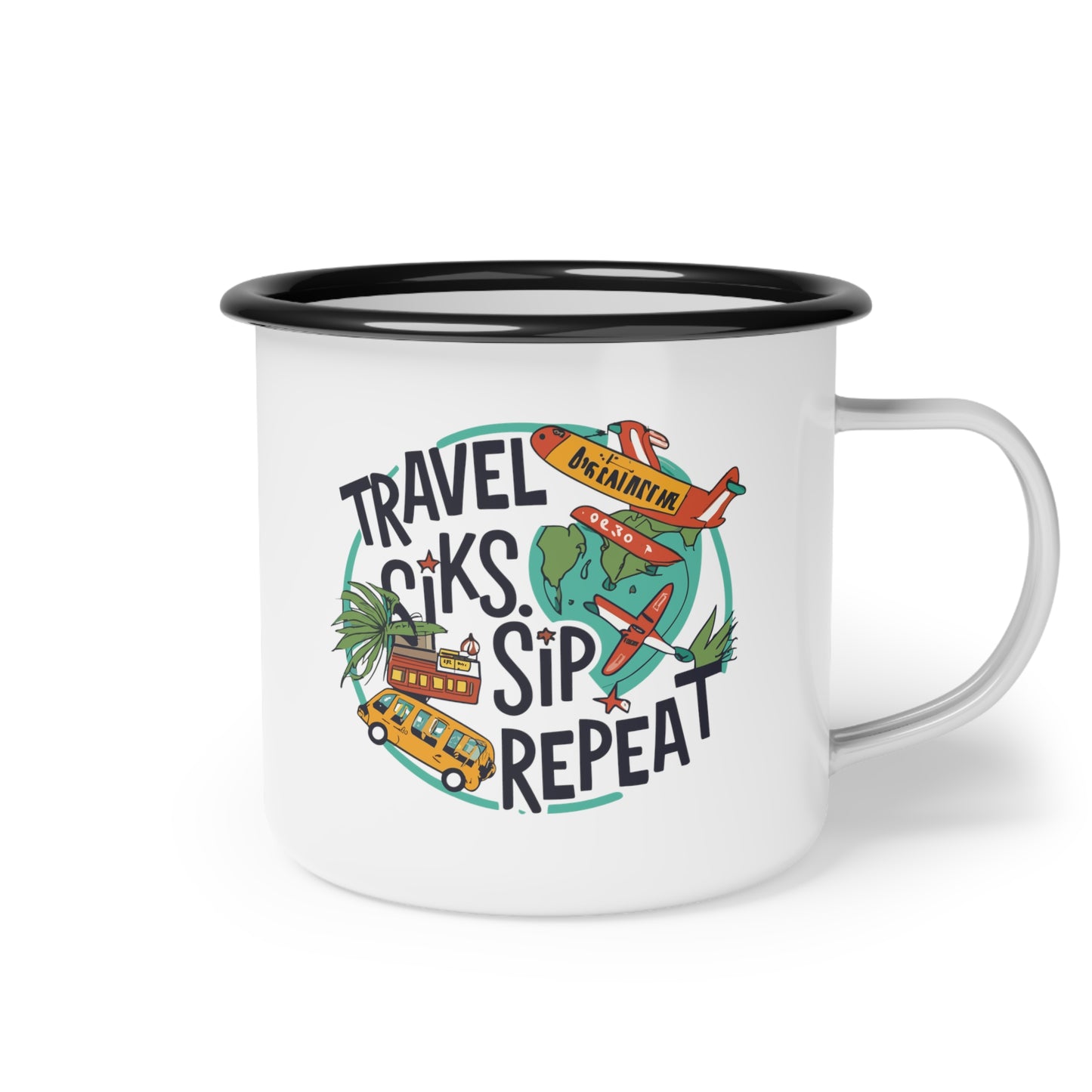 Enamel 12oz Camp Cup Travel Mug Unique Travel Sip Repeat