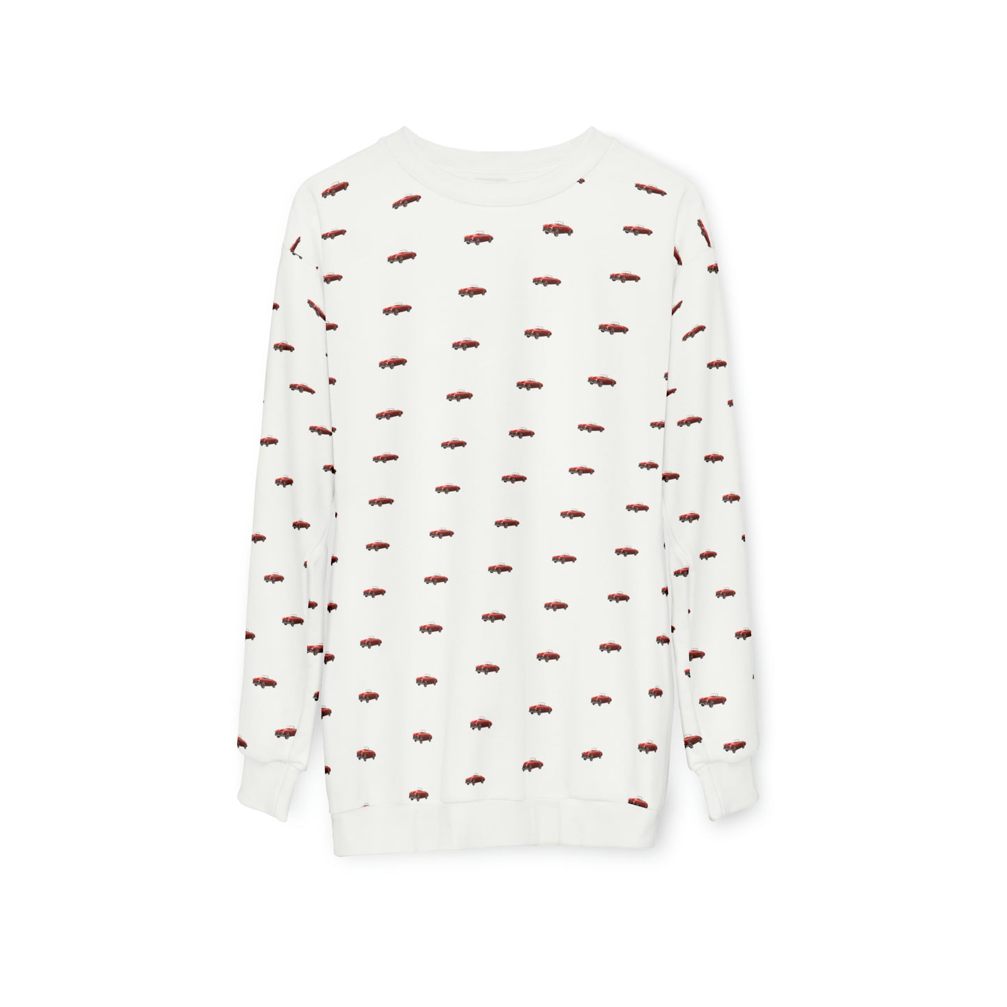 Red color stylist car, White Unisex Sweatshirt (AOP)