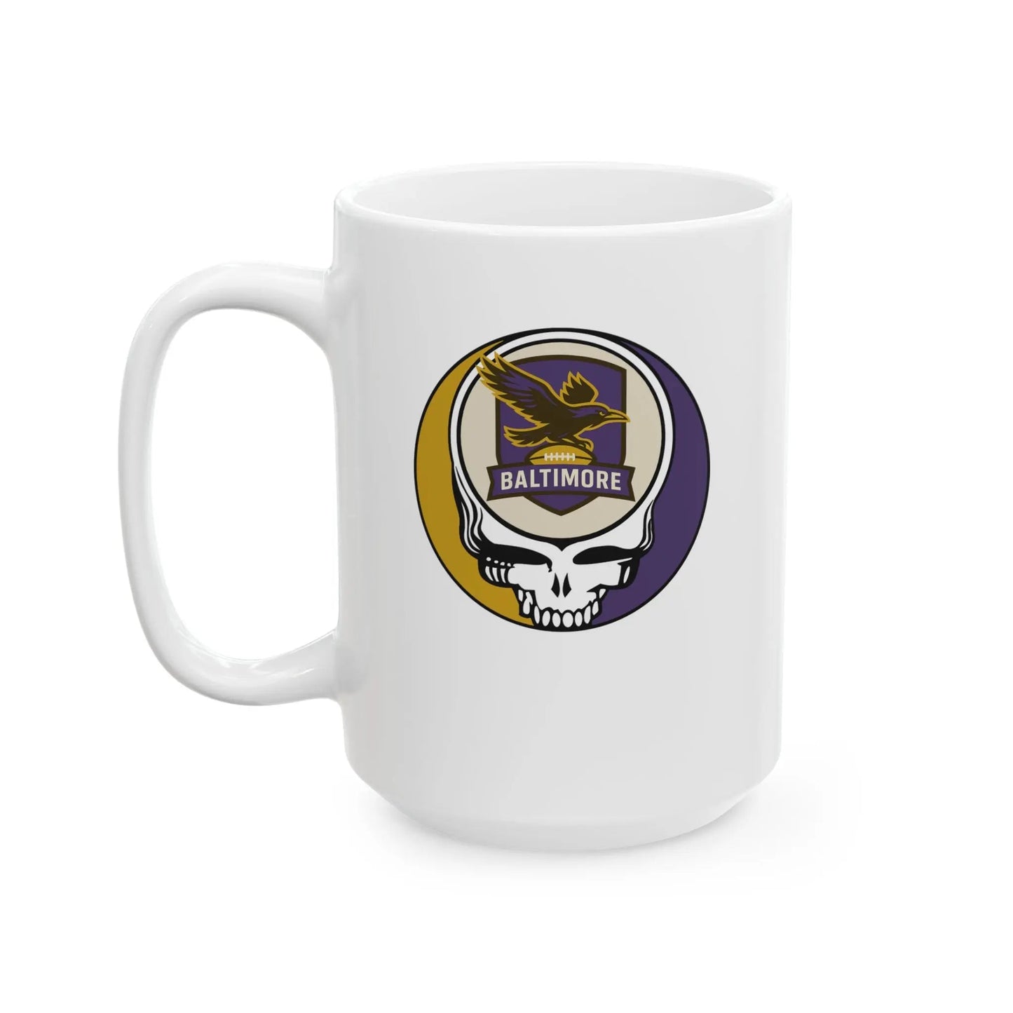 Baltimore Ravens Stealie Ceramic Coffee Mug Durable White Ceramic The Gridiron Collection