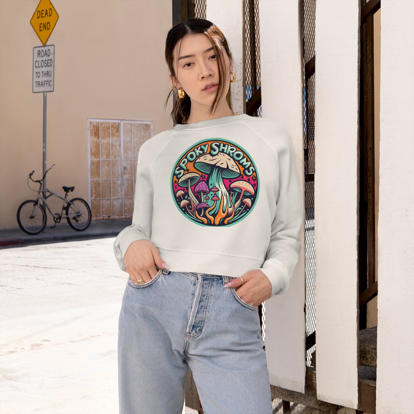 Spooky Shrooms Fungi Frights Eerie Looking Mushrooms Sweatshirt, Unique Mushroom Costume & Spooky Season Halloween Sweatshirt