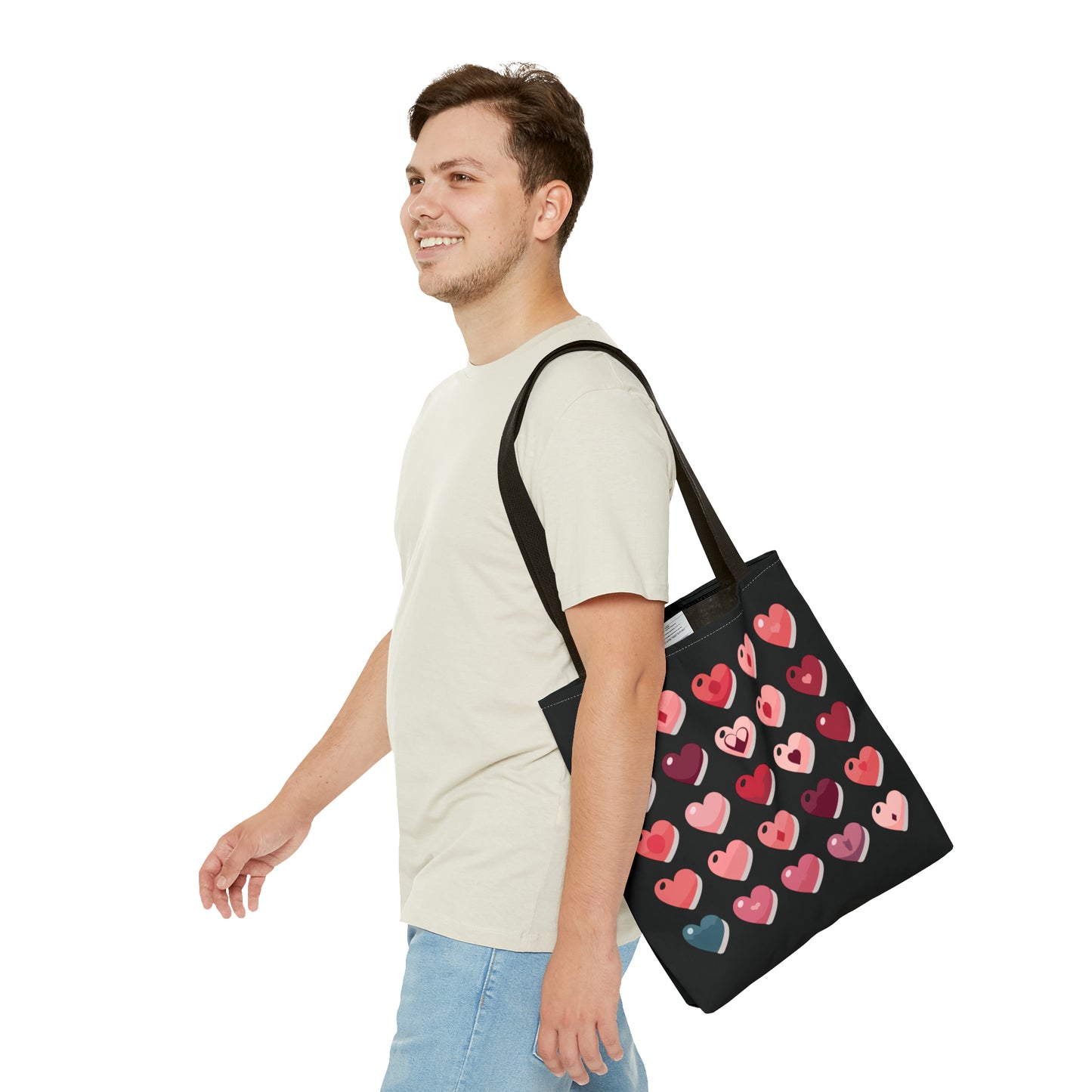 Valentine's black Tote Bag (AOP)