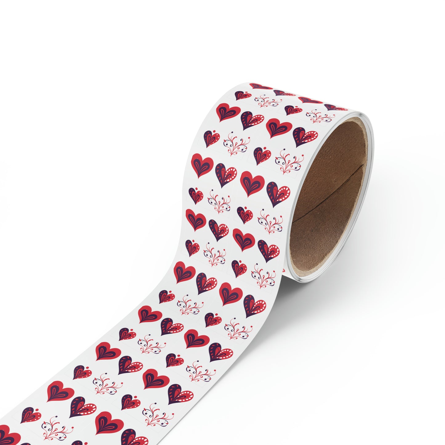 Valentine's day red hearts Square Sticker Label Roll