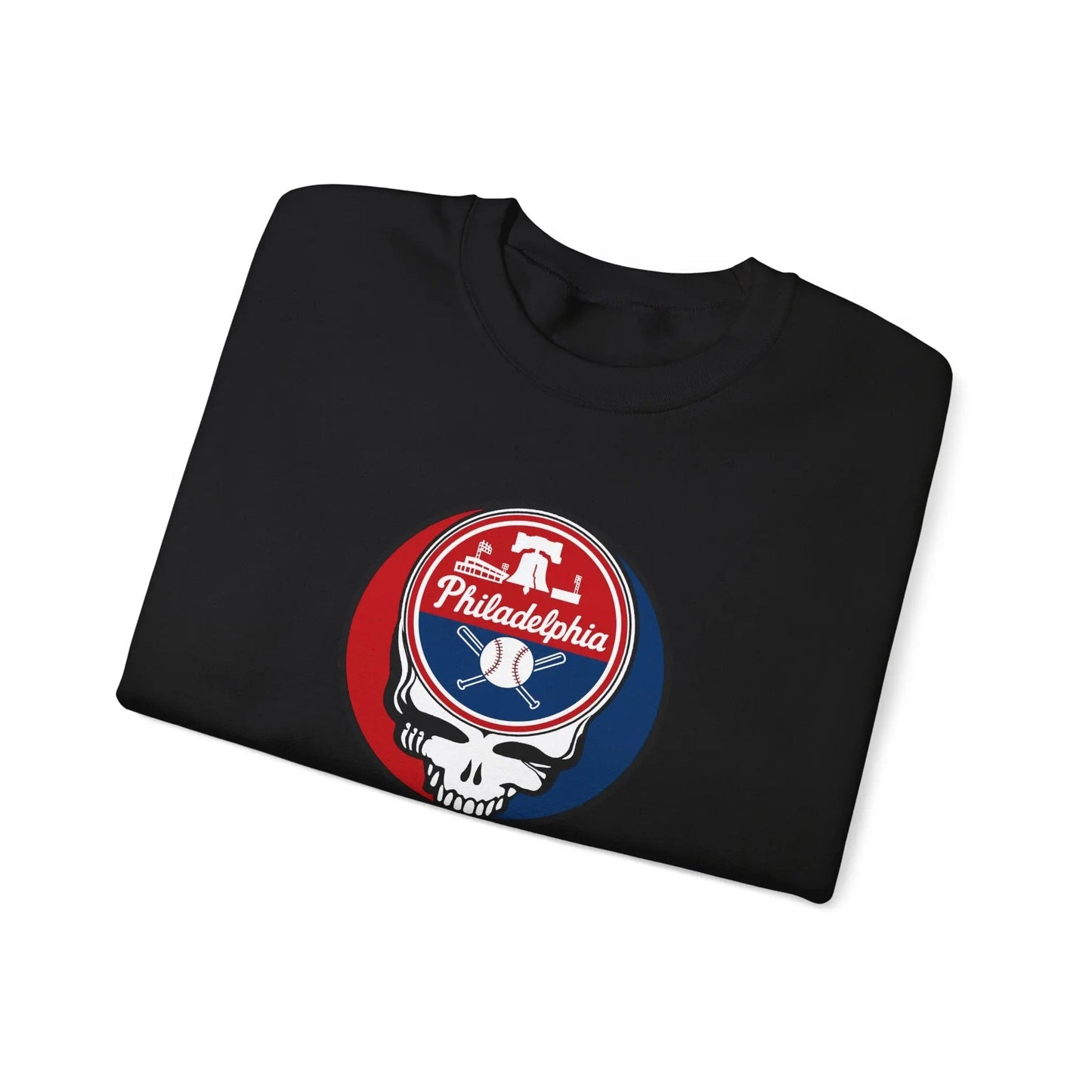 Grateful Dead Stealie Crewneck Sweatshirt Heavy Blend Philadelphia Baseball Edition MLB