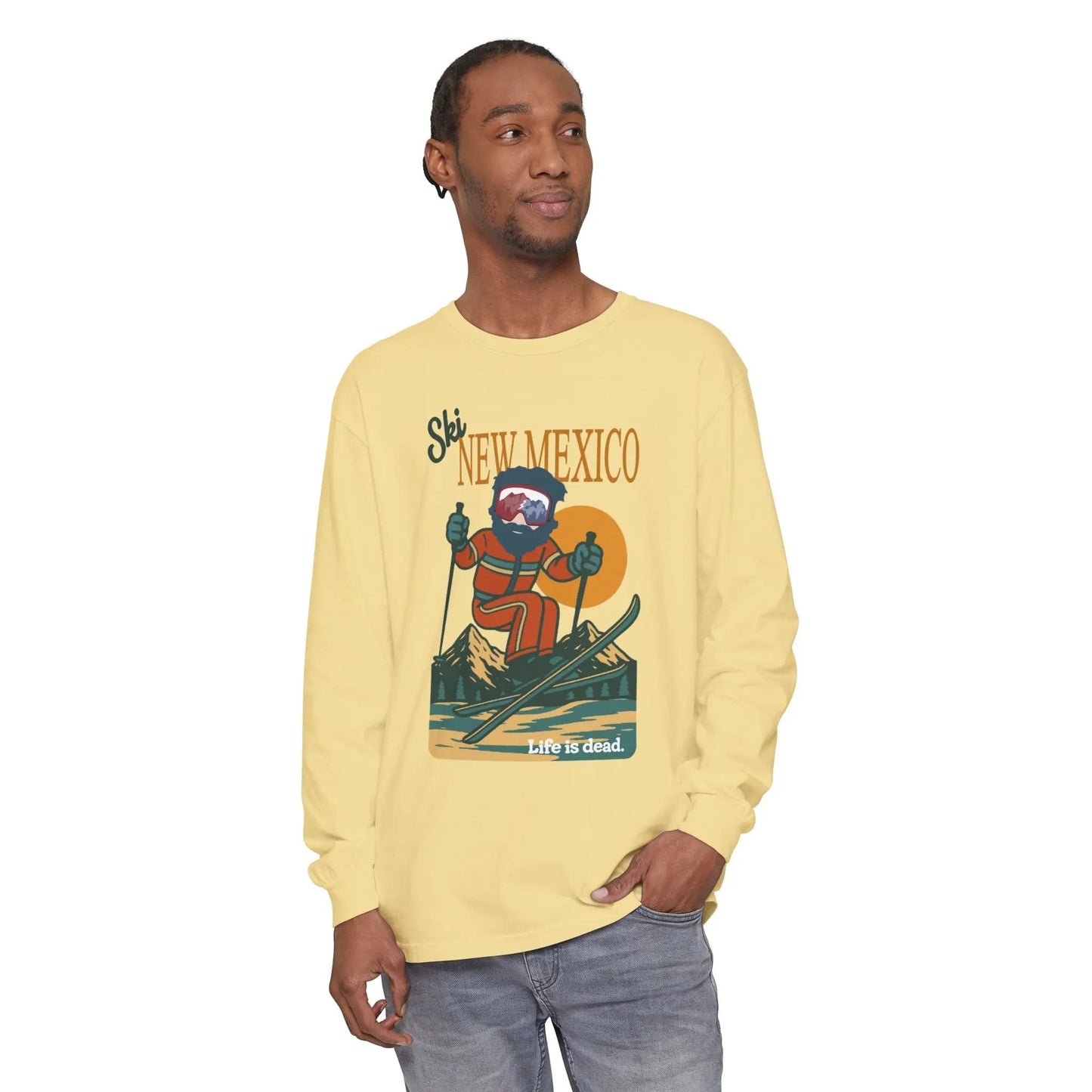Ski New Mexico - Life is dead. Mountain Collection Garment-Dyed Long Sleeve T-Shirt