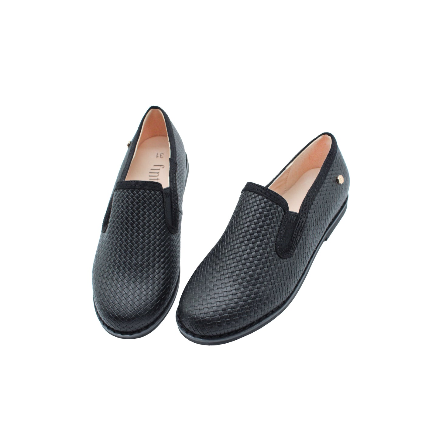 Black Weaved Leather Boys Dress Shoe